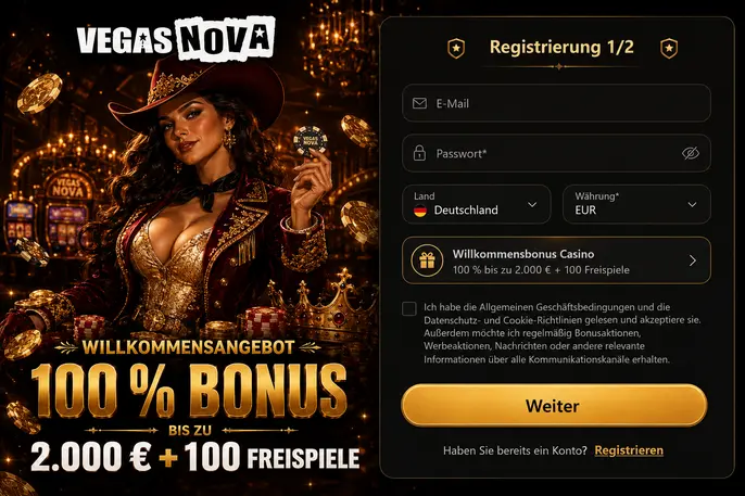 Registrierung bei Vegas Nova
